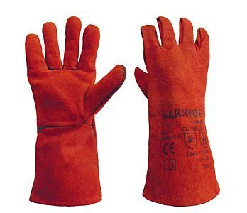 Red Leather Welding Gauntlet