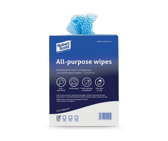 ABBEY ANTI BAC CLOTH ALL PURPOSE (ROLL200) - BLUE
