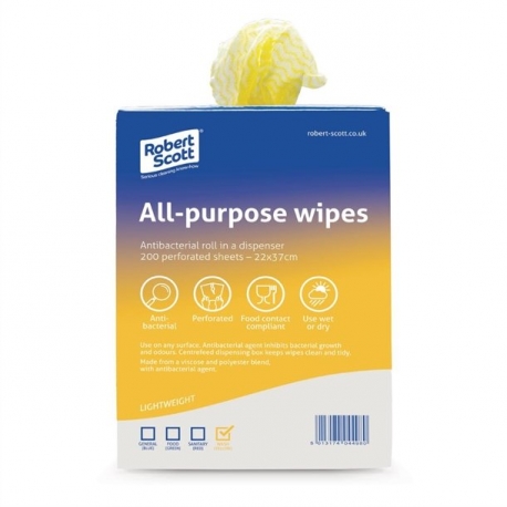 ABBEY ANTI BAC CLOTH ALL PURPOSE (ROLL 200) - YELLOW